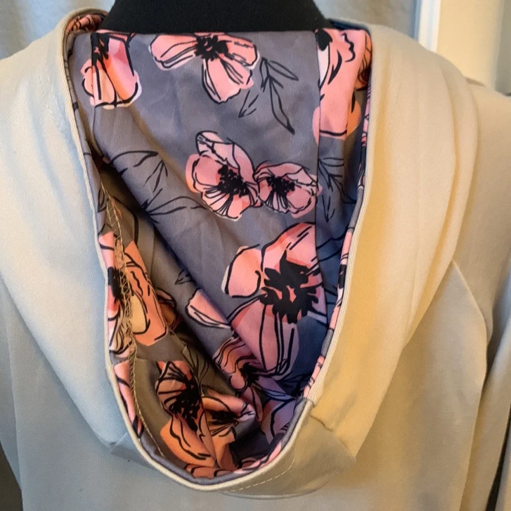 Kay Unger Floral Mauve Hoodie Sweat Shirt - Picture 4 of 7